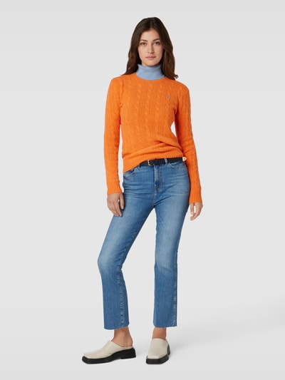 Polo Ralph Lauren Strickpullover mit Zopfmuster Modell 'JULIANNA' Orange 1