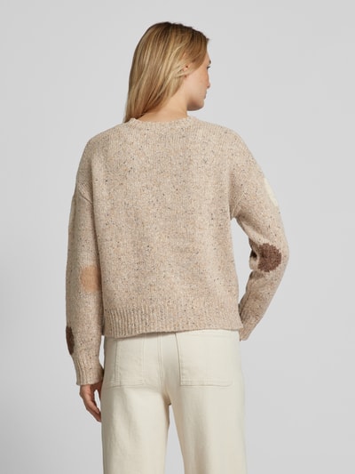 Oui Strickpullover mit überschnittenen Schultern Beige 5