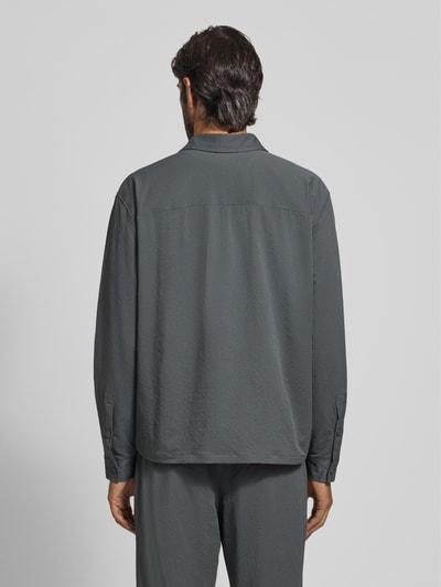 JAKE*S STUDIO MEN Slim Fit Freizeithemd mit Kentkragen Rauchblau 5