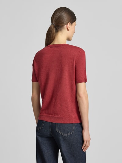 Weekend Max Mara Sweter dzianinowy z czystego lnu, krój regular fit, model 'PANCONE' Ciemnoczerwony 5