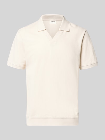Produktfoto, Regular Fit Poloshirt aus reiner Baumwolle von s.Oliver RED LABEL in Creme, kurzarm, strukturierte Jersey-Oberfläche, Polokragen, unifarben.