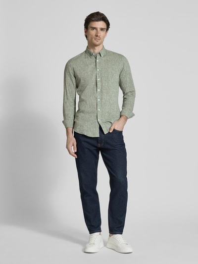 Lindbergh Vrijetijdsoverhemd met knoopsluiting Olijfgroen - 1