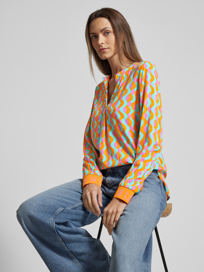 Emily Van den Bergh Blusenshirt aus Viskose mit Allover-Muster Orange 3