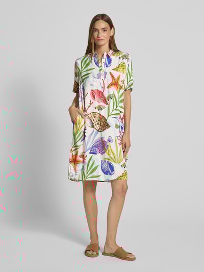 Milano Italy Knielange jurk met overhemdkraag Offwhite - 4