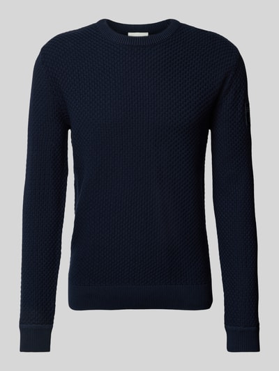 Tom Tailor Regular Fit Strickpullover aus reiner Baumwolle mit Strickmuster Marine 2