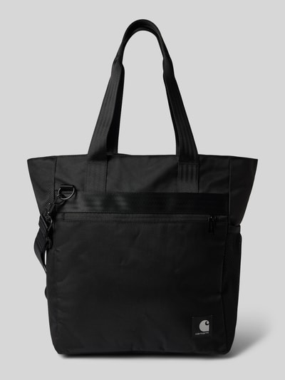 Produktfoto, Tote Bag mit Label-Detail Modell 'Richmond' von Carhartt Work In Progress in Schwarz mit Reißverschlussfächern und Schulterriemen, textile Struktur