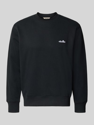 Produktfoto, Sweatshirt mit Rundhalsausschnitt und Label-Stitching von Ellesse aus schwarzem Baumwoll-Mix, Regular-Fit, glatte Textur.