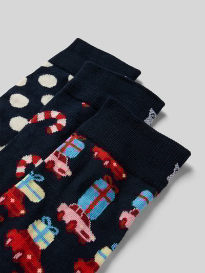 Happy Socks Sokken in een set van 3 paar, model 'Holiday Navy Gift Set' Donkerblauw - 2