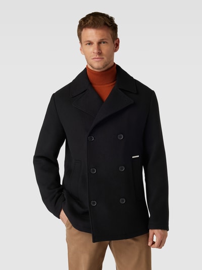 ARMANI EXCHANGE Krótki płaszcz z kołnierzem z połami model ‘Caban’ Czarny 4