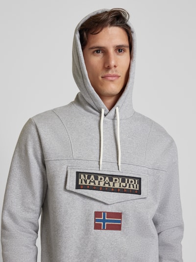 Napapijri Hoodie met labelpatch, model 'BURGEE' Middengrijs - 3