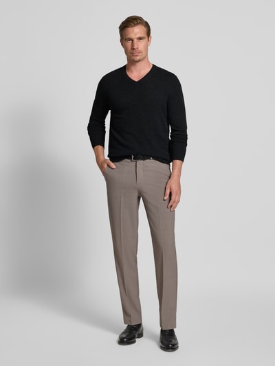 Christian Berg Men Strickpullover aus Wolle-Kaschmir-Mix mit V-Ausschnitt Anthrazit Melange 1