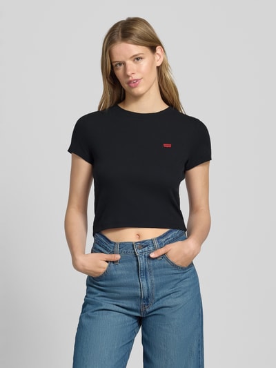 Levi's® T-shirt krótki z prążkowaniem i wyhaftowanym logo Czarny 4