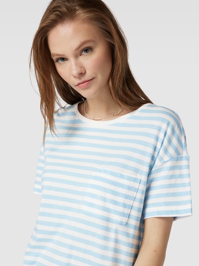 Marc O'Polo DENIM T-Shirt aus Baumwolle mit Streifenmuster Hellblau 3