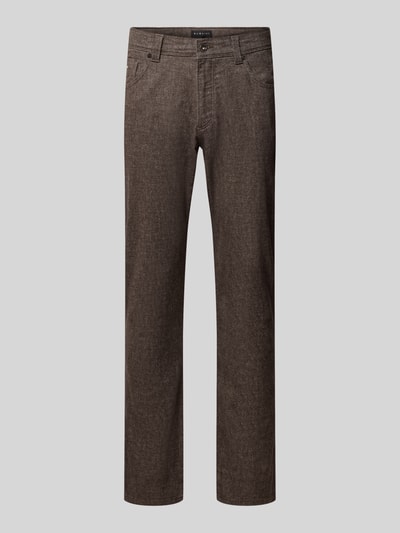 Produktfoto, Regular Fit Hose mit Eingrifftaschen Modell 'Cordoba' von bugatti, braun, Baumwoll-Mix mit Viskose-Anteil, strukturierte Oberfläche