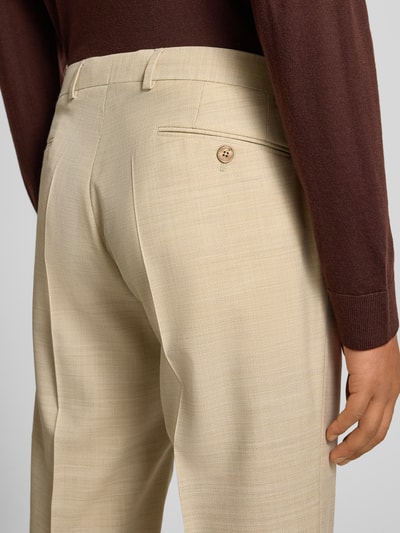 bugatti Regular Fit Anzughose mit Bügelfalten Beige 3