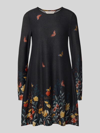 Produktfoto, Minikleid mit Rundhalsausschnitt von Apricot in A-Linie, florale Muster, Schmetterlinge, Material-Mix mit Stretch-Anteil