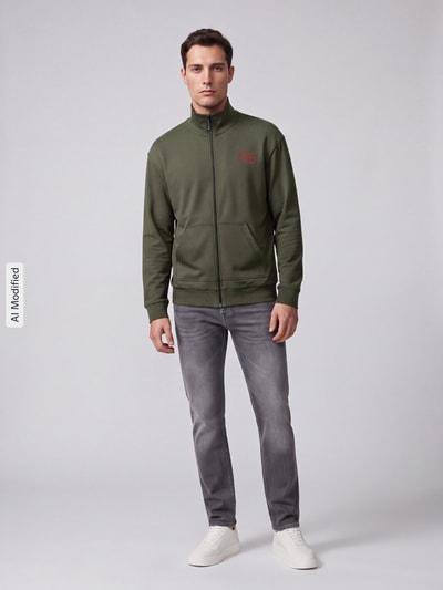 HUGO Regular Fit Sweatjacke aus Baumwoll-Mix Modell 'Laze Zip Jacket' Oliv 1