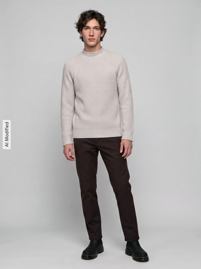 Selected Pullover mit Raglanärmeln aus Wollmix Offwhite 1