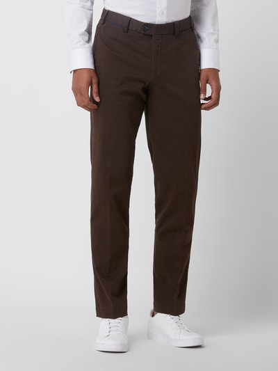 Hiltl Regular fit chino met stretch, model 'Peaker' Donkerbruin - 4