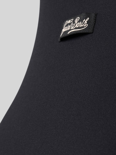 Produktfoto, Badeanzug mit Label-Detail Modell 'CASSANDRA' von MC2 Saint Barth aus schwarzem Material-Mix mit Stretch-Anteil und feiner Textur