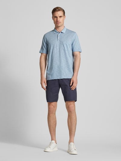 RAGMAN Poloshirt met streepmotief en borstzak Aquablauw - 1