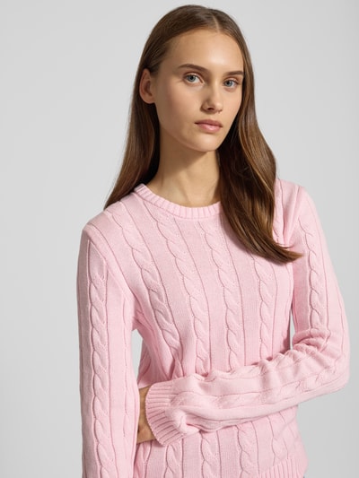 Gina Tricot Strickpullover mit Zopfmuster Rosa 3