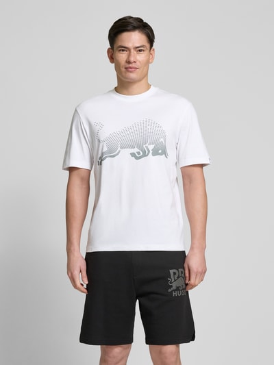 HUGO T-shirt met labelprint, model 'Drcard' Wit - 4