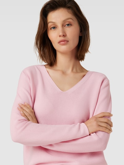 MAERZ Muenchen Strickpullover mit abgerundetem V-Ausschnitt Rose 3