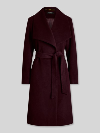 Lauren Ralph Lauren Lange jas van wol met strikceintuur Bordeaux - 2
