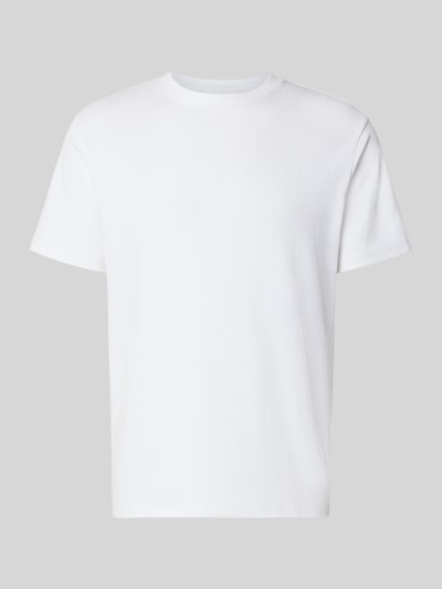 Produktfoto, białe gładkie t-shirt o kroju regular fit z delikatną fakturą, Regular Fit T-Shirt aus Baumwoll-Mix Modell 'SPENCER' von Selected Homme, Męski t-shirt