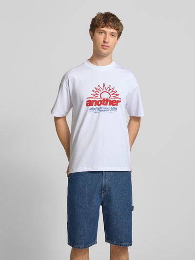 ANOTHER COTTON LAB t-shirt z nadrukiem z logo i okrągłym dekoltem Biały 4