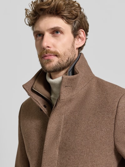 Matinique Regular fit lange jas van katoenmix met viscose Hazelnoot - 3