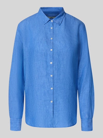 Produktfoto, Overhemdblouse van linnen met kentkraag Model 'MIRA' van 0039 Italy, regular fit, knoopsluiting, sportmanchetten, zuiver linnen, kleur blauw