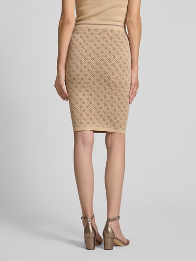 Guess Knielange rok met ribboorden, model 'LISE' Zand - 5