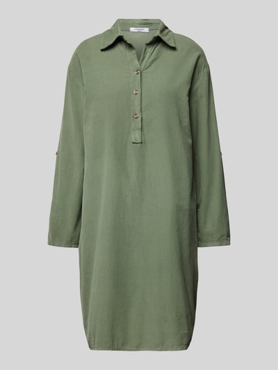 ZABAIONE Knielanges Hemdblusenkleid mit kurzer Knopfleiste Khaki 1