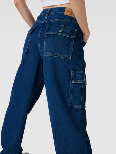 Calvin Klein Jeans Straight fit jeans met cargozakken Jeansblauw - 3