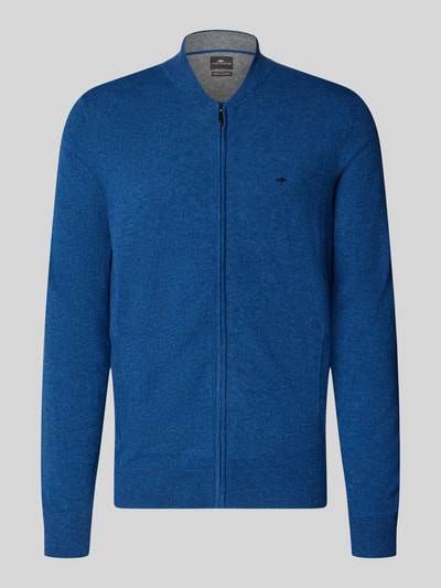 Produktfoto, Cardigan aus Wolle-Kaschmir-Mix mit Reißverschluss von Fynch-Hatton in regular fit, Opstaande kraag, labelstitching, mix van wol en kasjmier, heren, ruglengte 68 cm, mouwlengte 66 cm, blauw, fijne textuur