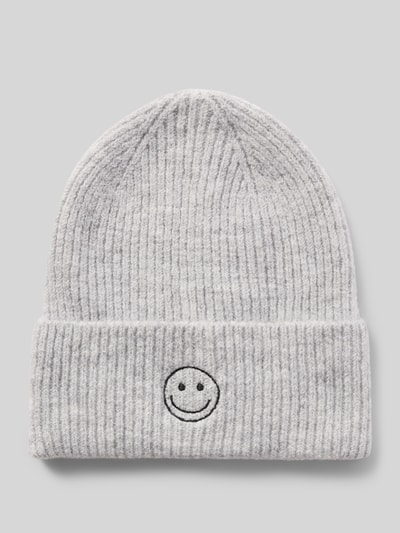 PIECES Beanie met borduursel Model 'MALIKA' Lichtgrijs gemêleerd - 1