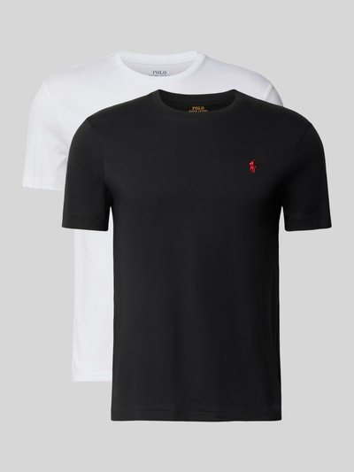 Produktfoto, Regular Fit T-Shirt-Set aus reiner Baumwolle von Polo Ralph Lauren, zwei T-Shirts in Schwarz und Weiß, glatte Textur
