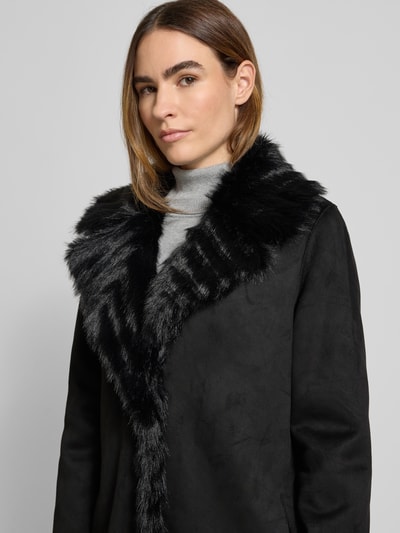 PETITE M. Keerbare lange jas met imitatiebont Zwart - 3