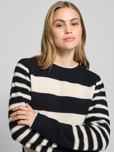 Marc O'Polo Regular fit gebreide pullover van zuivere scheerwol Marineblauw - 3