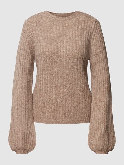 Modström Gebreide pullover in riblook met alpaca, model 'Goldie' Camel - 2