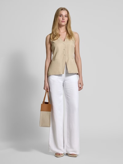 Max Mara Studio Spodnie materiałowe z prostą nogawką i wpuszczanymi kieszeniami model ‘VICARIO’ Biały 1