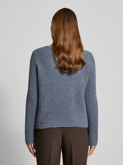Marc O'Polo Regular fit gebreide pullover van scheerwolmix met alpaca Rookblauw - 5