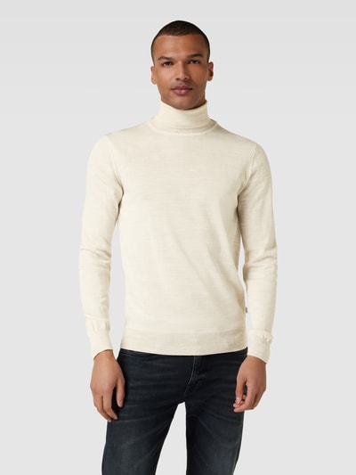 Casual Friday Wollpullover mit Label-Detail Beige 4