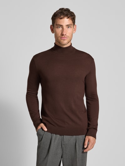 SELECTED HOMME Regular fit coltrui van zuivere merinowol, model 'TRAY' Donkerbruin - 4