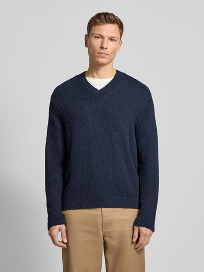 SELECTED HOMME Sweter z dzianiny o kroju regular fit z czystej bawełny ekologicznej model ‘Angus’ Ciemnoniebieski 4