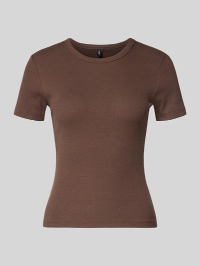 Only Slim fit T-shirt van katoenmix, model 'VAL LIFE' Chocoladebruin - 2