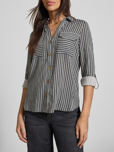 Vero Moda Regular fit overhemdblouse van pure viscose, model 'BUMPY' Zwart - 3