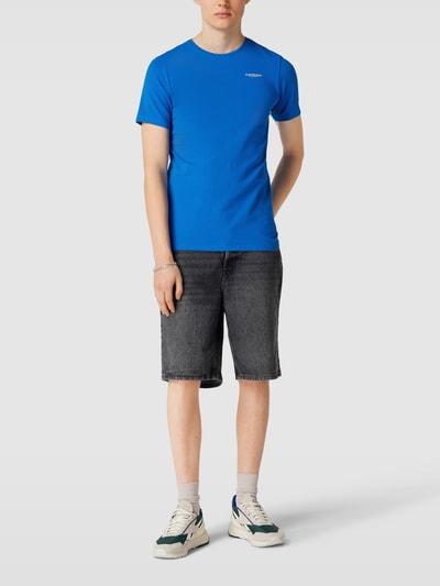 G-Star Raw Slim fit T-shirt met labelprint Koningsblauw - 1